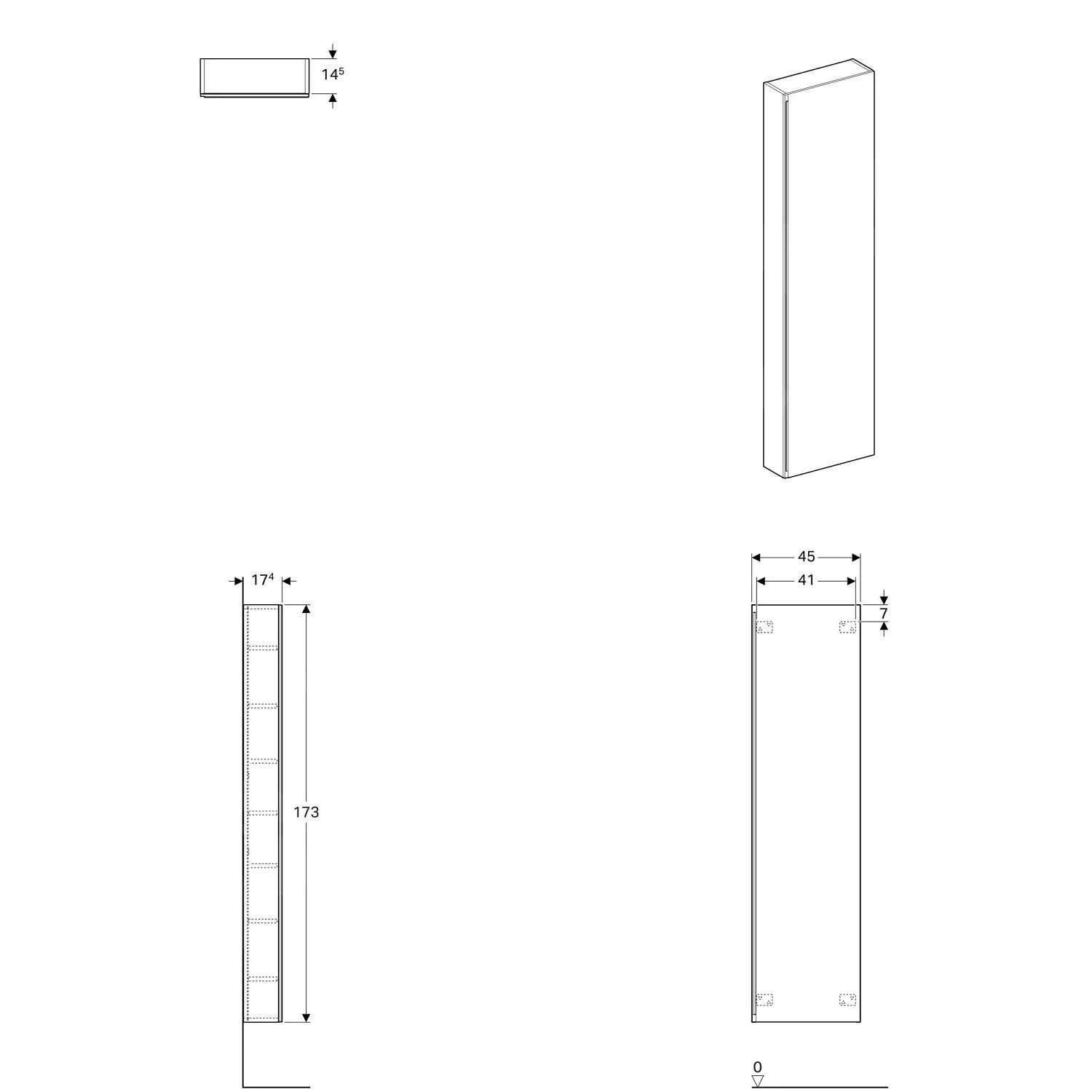 Geberit Acanto - Hoge Badkamerkast 1730x450 Mm, Lava Look 500.637.JK.2 - Afbeelding 2
