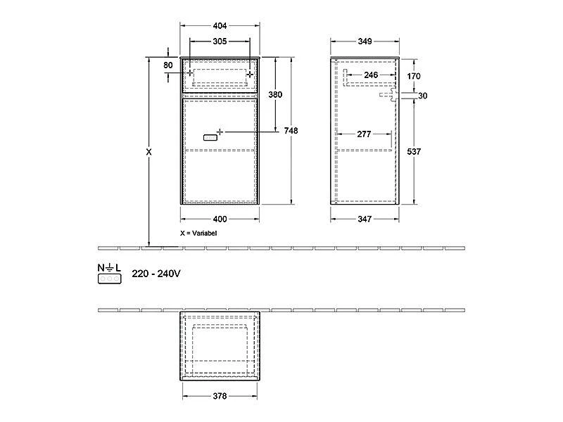 Villeroy & Boch Collaro - Zijkast, 404x748x349 Mm, 1 Deur, Scharnieren Links, Glossy White C03200DH - Afbeelding 2