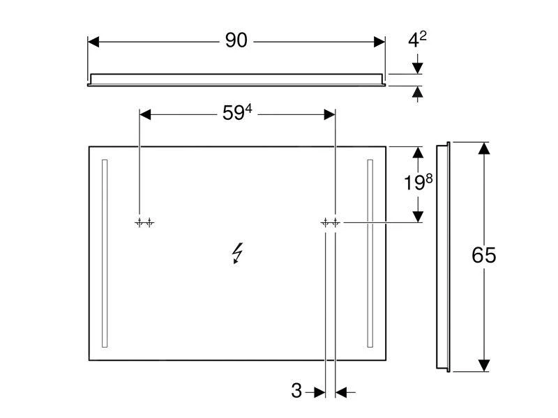Geberit Option - Spiegel Met LED-verlichting, 900x650 Mm 500.589.00.1 - Afbeelding 2