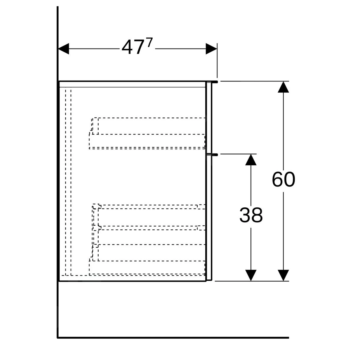 Geberit ICon - Zijkast, 450x600x477 Mm, Platina Hoogglans 840047000 - Afbeelding 3