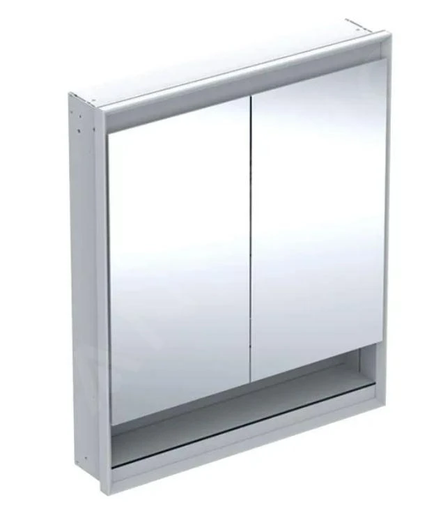 Geberit ONE - Spiegelkast Met LED-verlichting, 750x900x150 Mm, 2 Deuren, Met Nis, Inbouw, Aluminium 505.822.00.1