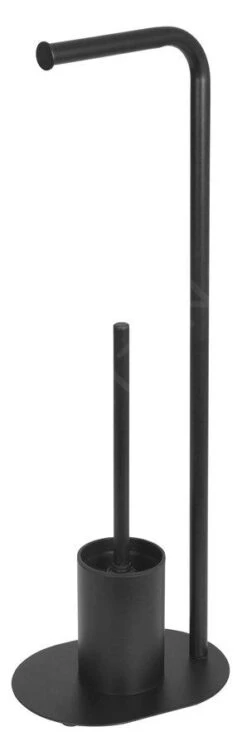 Aqualine Samba - Vrijstaande Toiletrolhouder Met Wc-borstel, Zwart SB236